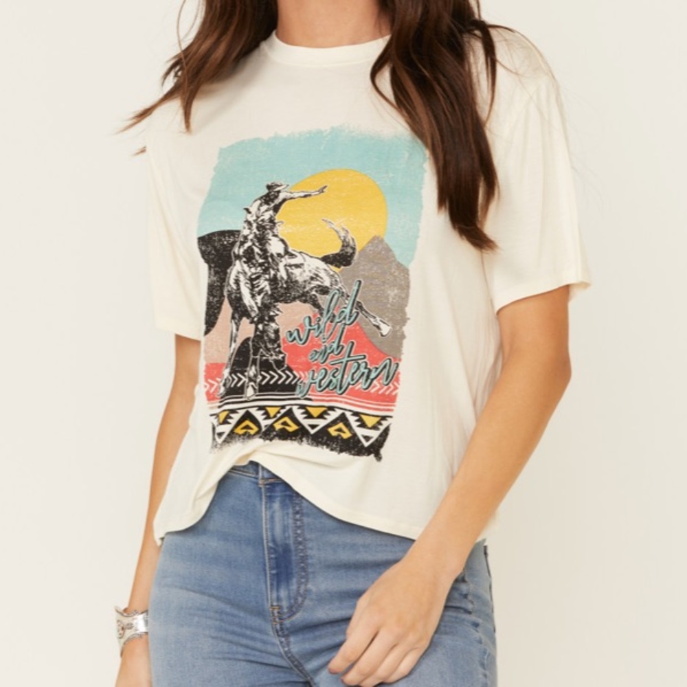 Wild western cowboy graphic shirt